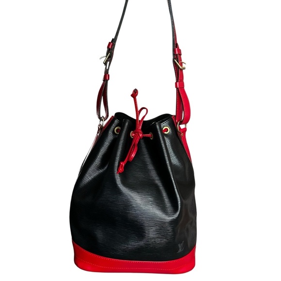 Louis Vuitton Black & Red Epi Leather Noe Castilian Drawstring Shoulder Bag - Picture 3 of 12